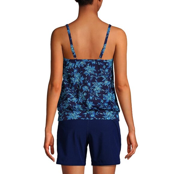 Lands' End Women's 14-18W LONG Blouson Tankini Chlorine Resistant Swimsuit Top D - Picture 11 of 12